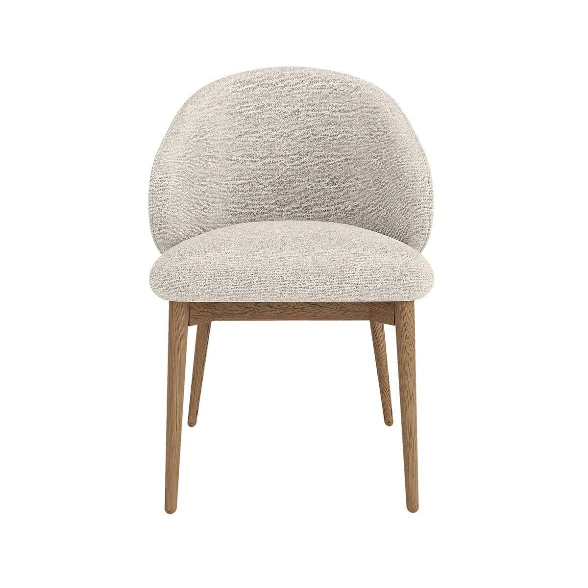 Beige Upholstered Curved Dining Chair With Solid Oak Exposed Back - Kori
