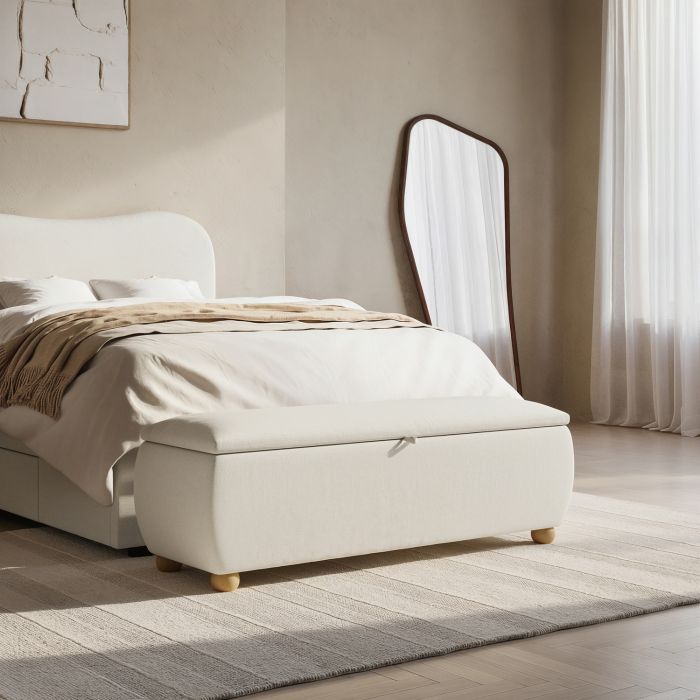 Cream Upholstered Ottoman Storage Blanket Box 124cm - Lacey