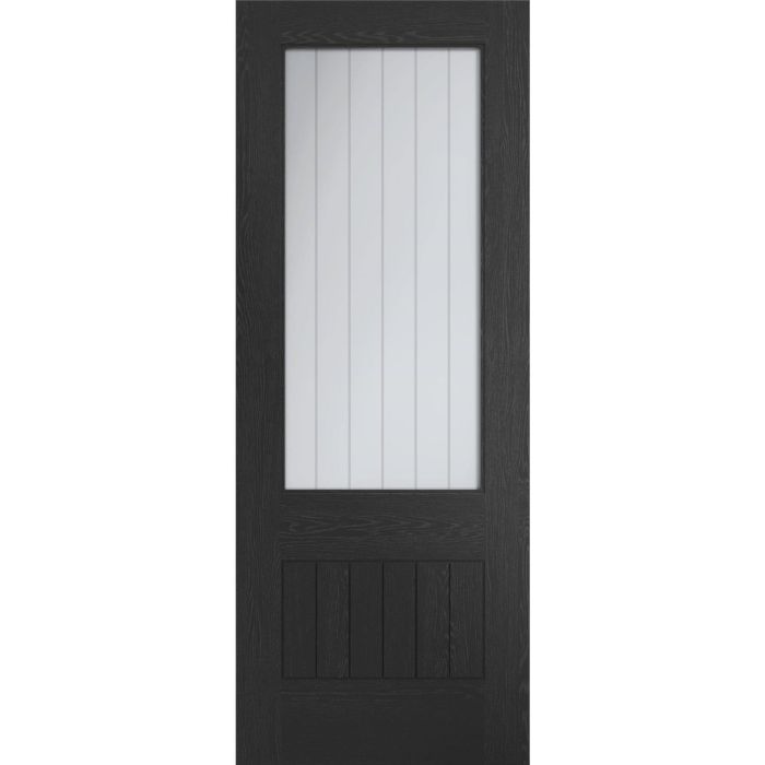 Internal Black Half-Glazed Cottage Door with Clear Etched Glass - 2040 x 926 x 40mm - Suffolk - XL Joinery