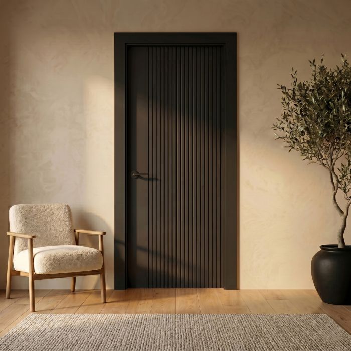 Internal Black Laminate Door - Pre-Finished - 1981 x 762 x 35mm - Stria - XL Joinery