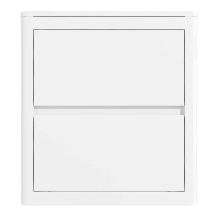 White High Gloss 2 Drawer Bedside Table with Curved Edges - Lexi