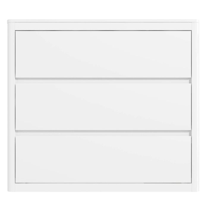 White High Gloss 3 Drawer Chest of Drawers with Curved Edges - Lexi