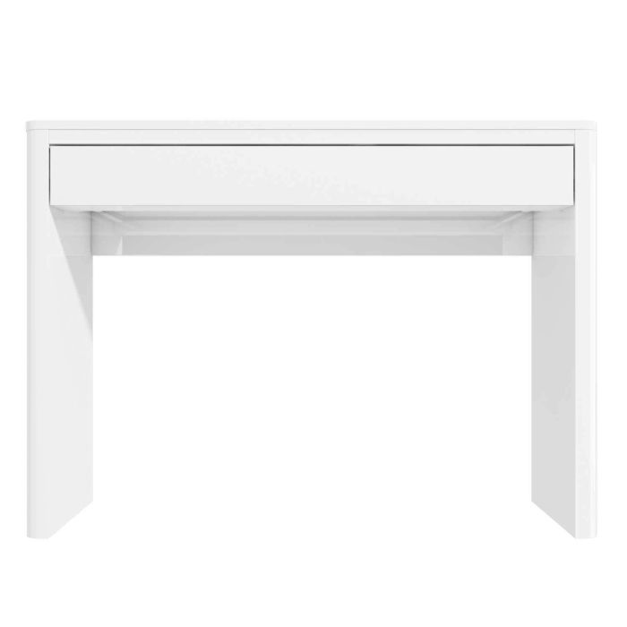 ALMOST PERFECT - White High Gloss Dressing Table with Drawer and Curved Edges - Lexi