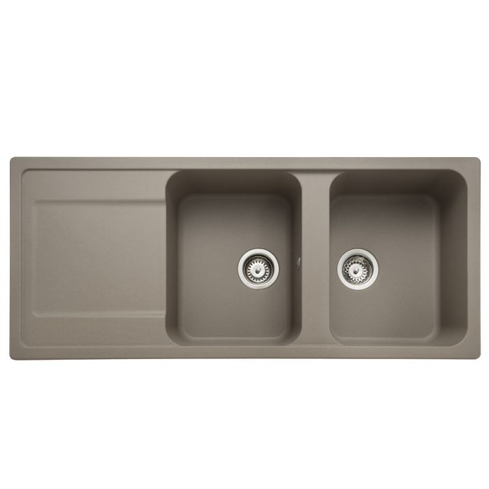 Rangemaster Loa 2 Bowl Inset Granite Kitchen Sink - Pebble