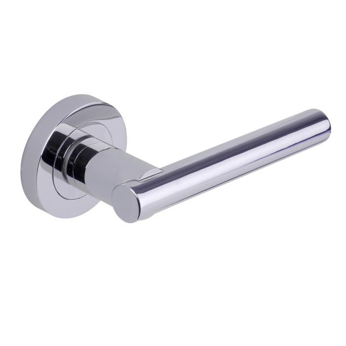 Internal Silver Polished Chrome Lever Door Handle with Latch and Hinges Pack - 65mm Latch - Loire - XL Joinery
