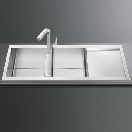 Smeg LQR116-2 Quadra 116cm 2.0 Bowl Reversible Ultra Low Profile Chrome Sink