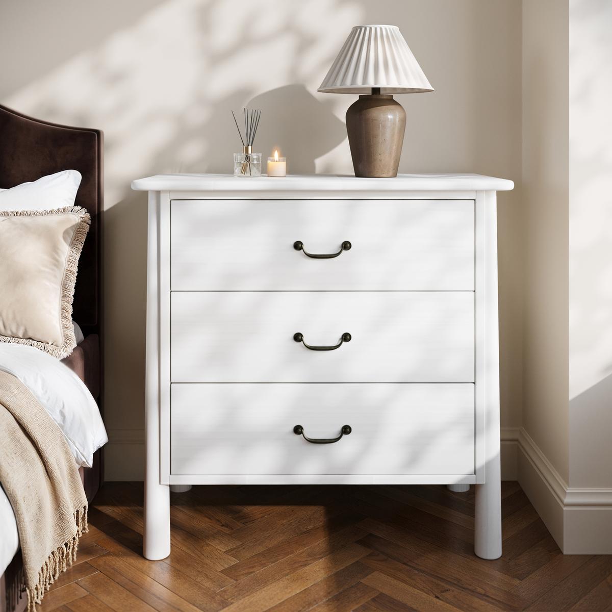 White 3 Drawer Chest of Drawers - Loretta