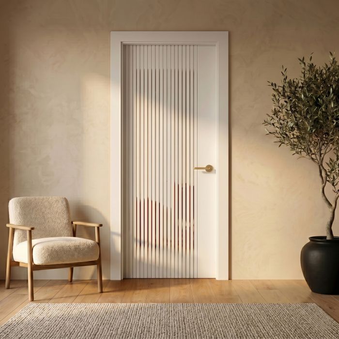 Internal White Laminate Glazed Door with Clear Glass - Pre-Finished - 1981 x 762 x 35mm - Stria - XL Joinery