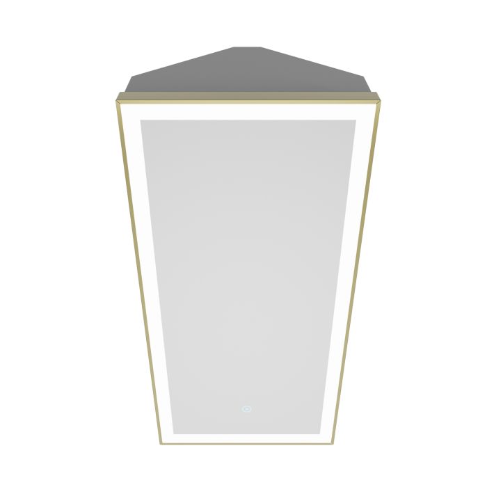 Single Door Corner Brass Bathroom Mirror Cabinet with Lights 300 x 600mm - Lykos