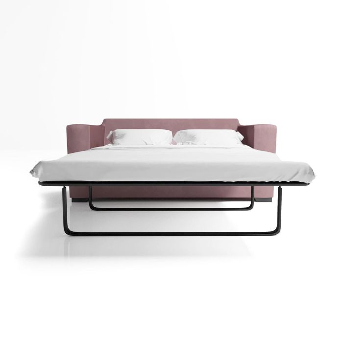 2 Seater Pull-Out Sofa Bed in Pink Velvet - Layton