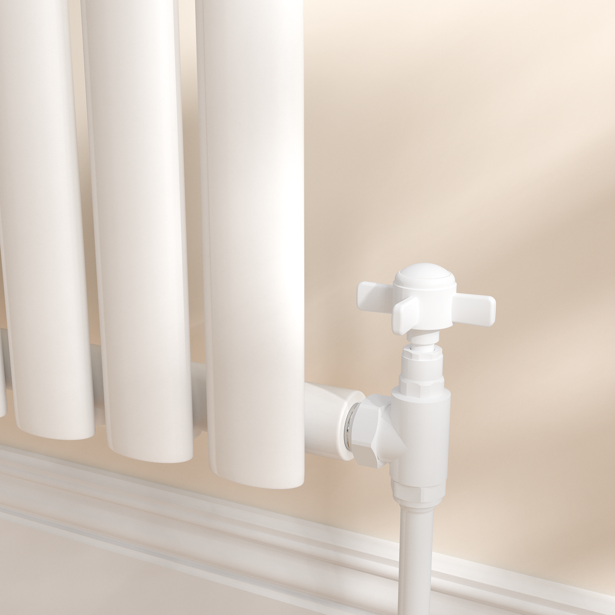 GRADE A1 - Maesta White Traditional Manual Angled Radiator Valves (pair)