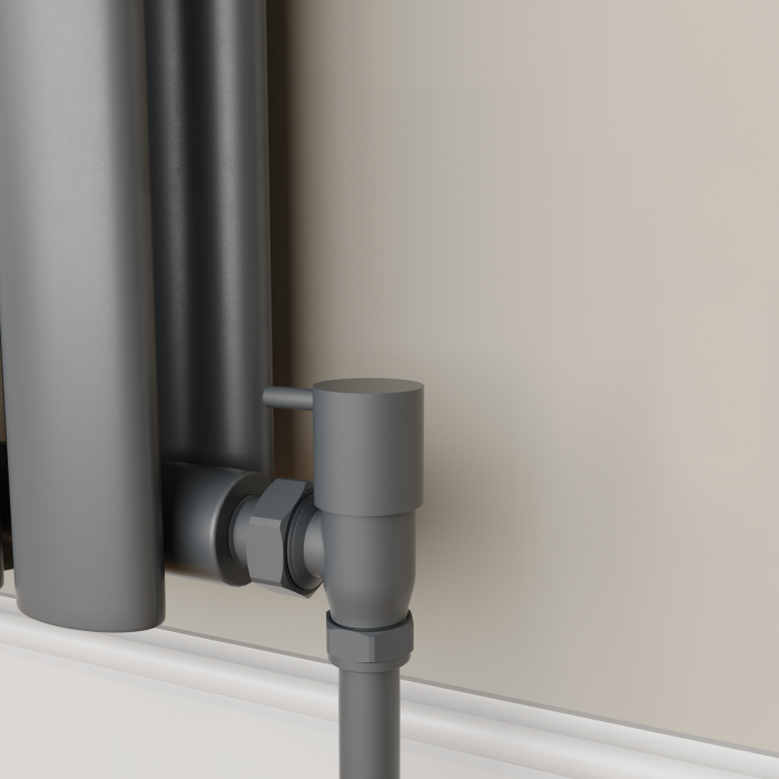 Refurbished - Elego Anthracite Gray Modern Manual Angled Radiator Valves (pair)