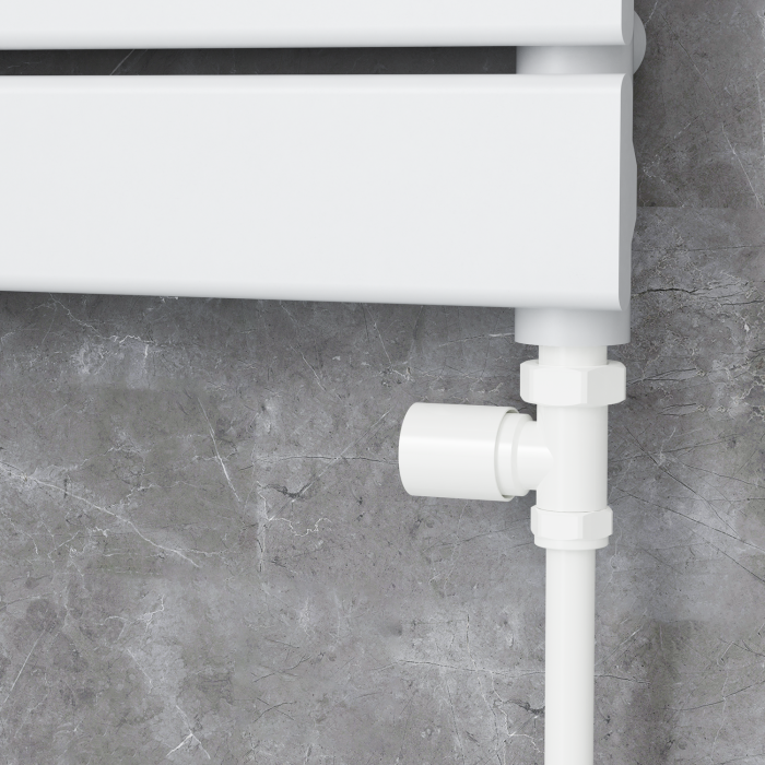 Refurbished - Elego White Modern Manual Straight Radiator Valves (pair)