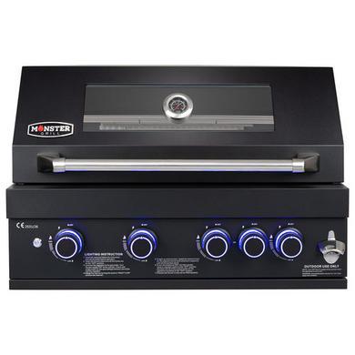 Monster Grill 4 Burner Built-In Gas BBQ - Black