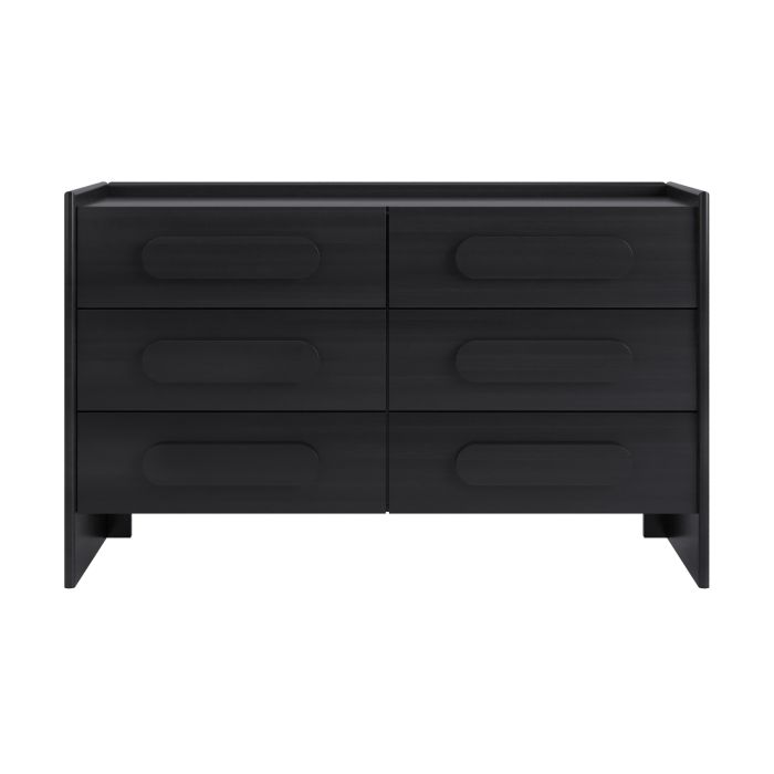 Wide Black 6 Drawer Chest of Drawers - Margot
