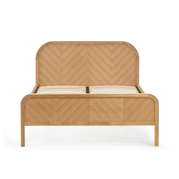 Oak Chevron King Size Bed Frame - Julian Bowen