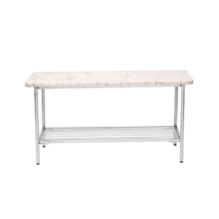 White Marble Hallway Bench with Shoe Rack - Martina