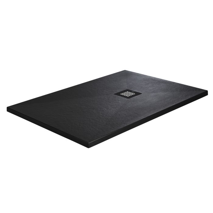 1000x800mm Rectangular Shower Tray – Slimline 27mm – Stone Resin – Anti-Slip – Black – Sileti