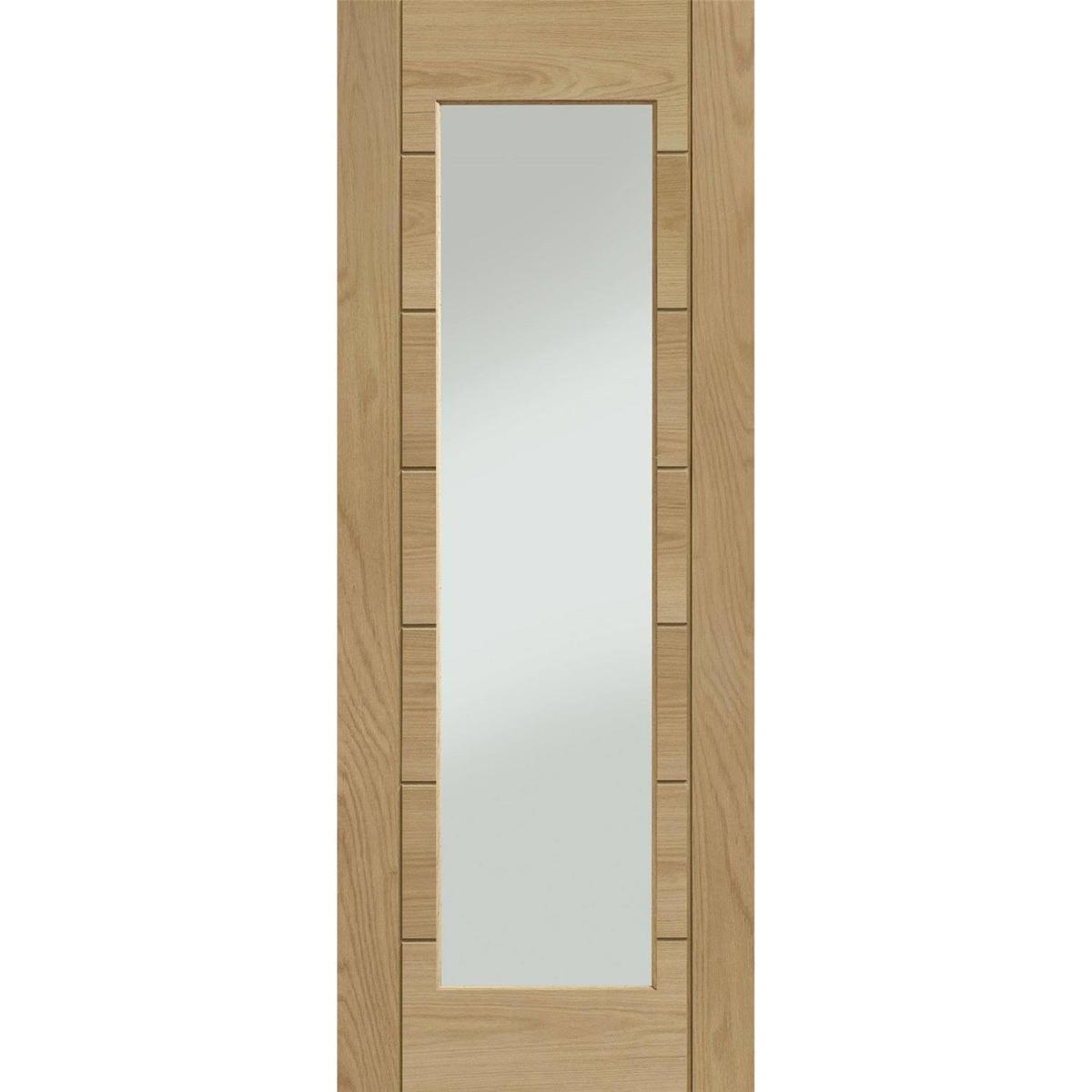 Internal Oak FD30 Fire Door with Clear Glass - 1-Light - Pre-Finished - 1981 x 762 x 44mm - Palermo Premium - XL Joinery