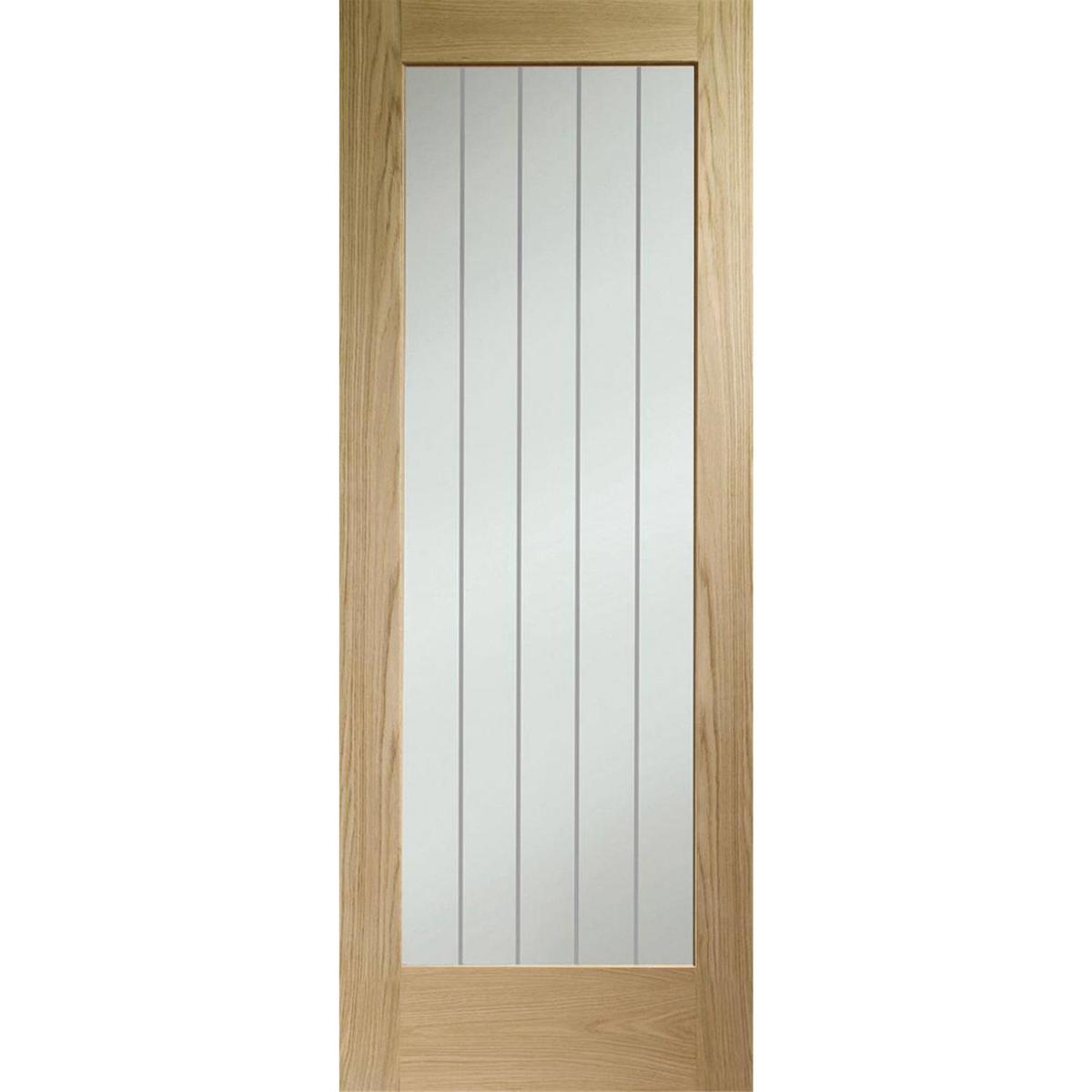 Internal Oak P10 FD30 Fire Door with Clear Etched Glass - Pre-Finished - 1981 x 838 x 44mm - Suffolk Premium - XL Joinery