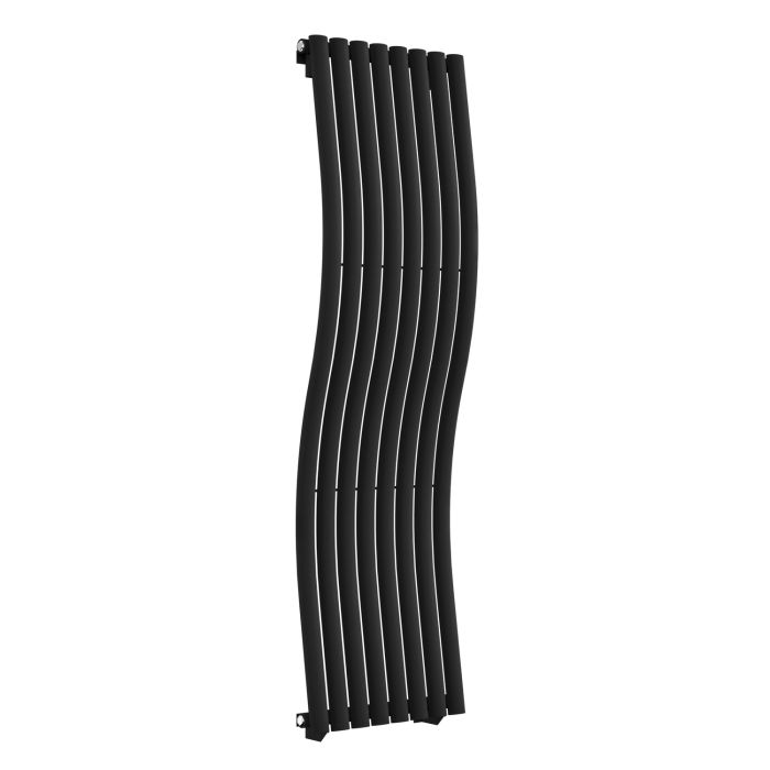 Black Vertical Wave Designer Single Panel Radiator 1600 x 470mm - Opala
