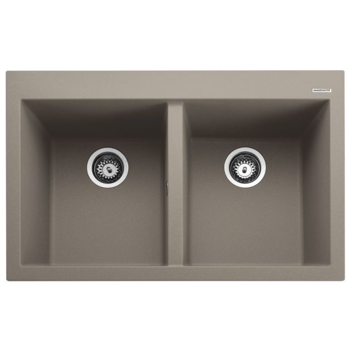 Rangemaster Oridian 2 Bowl Inset Granite Kitchen Sink - Pebble