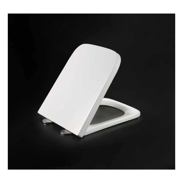GRADE A1 - White Square Soft close Toilet Seat with Quick Release - Palma