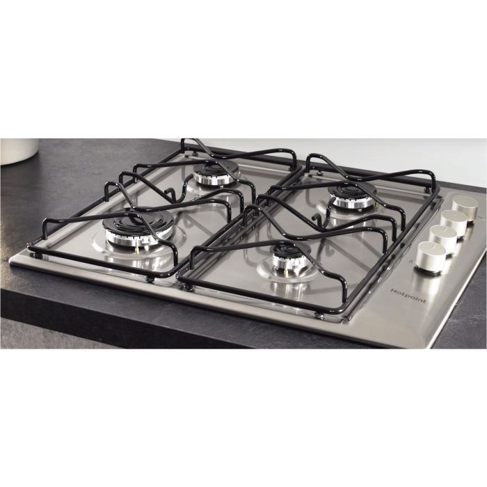 Hotpoint 58cm 4 Burner Gas Hob - Stainless Steel