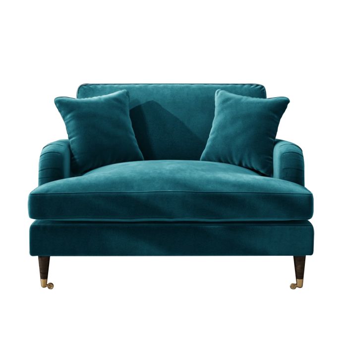 Teal Velvet Love Seat - Payton