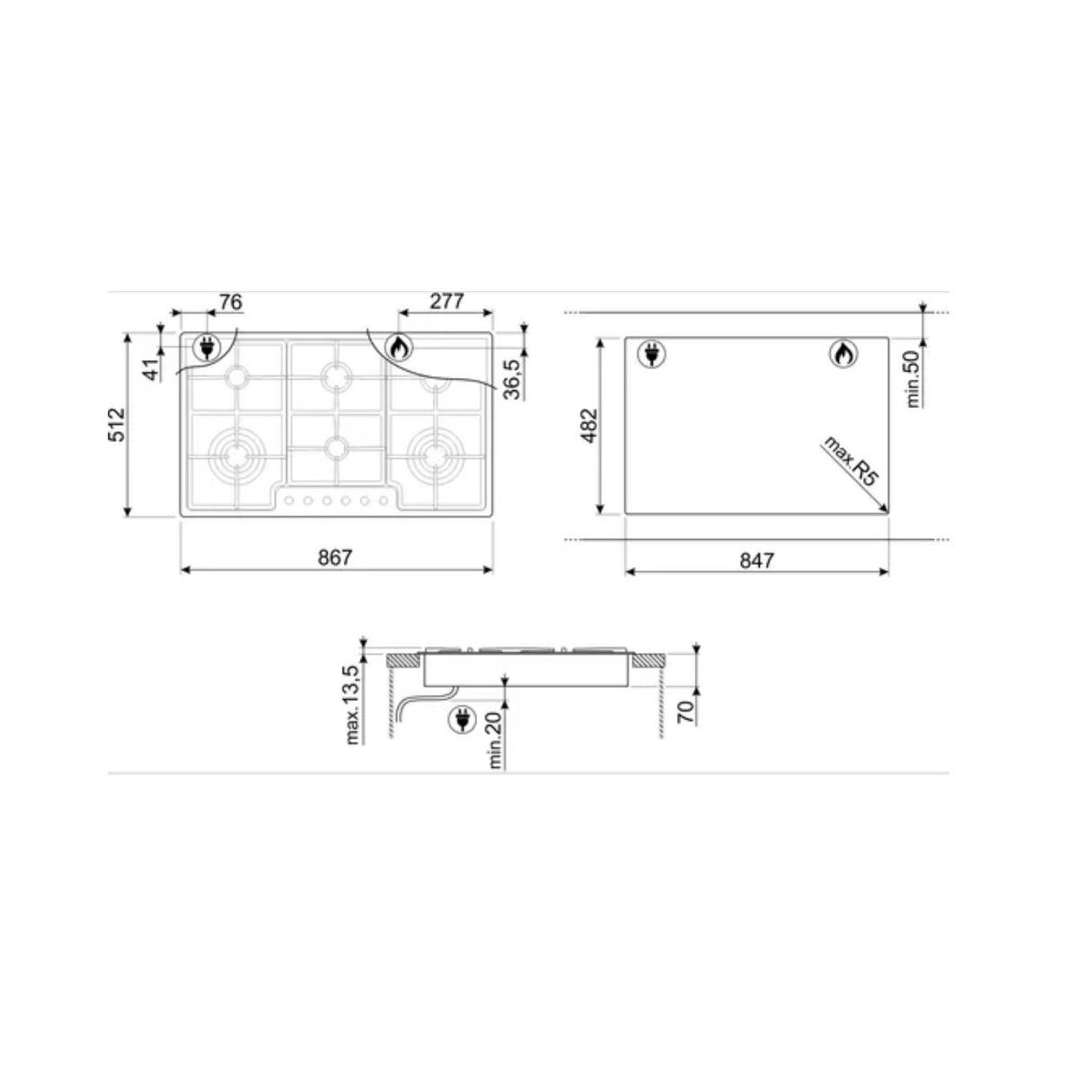 GRADE A1 - Smeg Classic 90cm Gas Hob - Stainless Steel