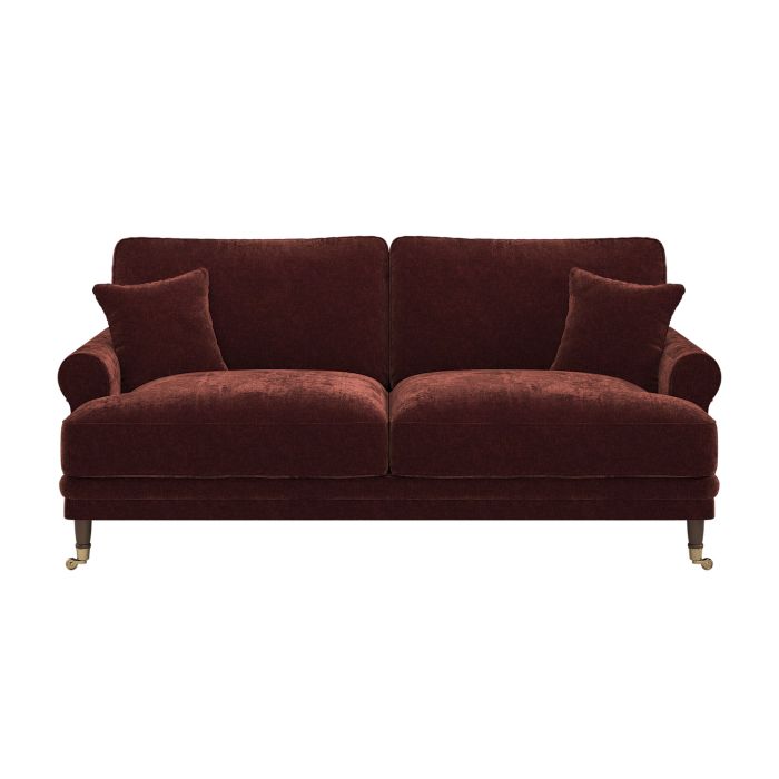 Berry Brown Chenille Feather-Filled 3 Seater Sofa - Payton Heritage