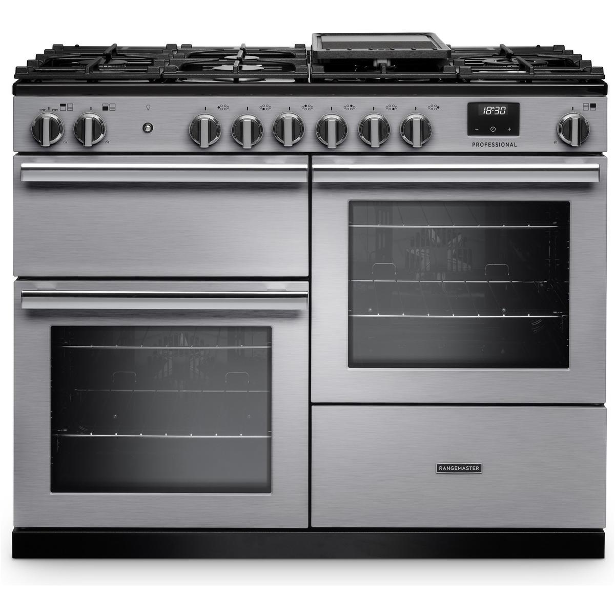 Rangemaster Professional 110cm Dual Fuel Range Cooker - Stainless Steel