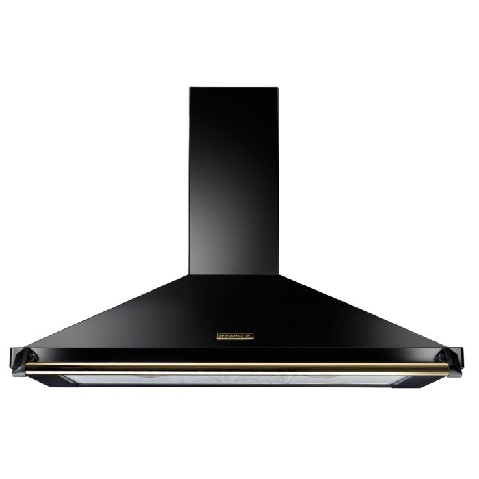 Rangemaster Classic 90cm Chimney Cooker Hood - Black & Brass