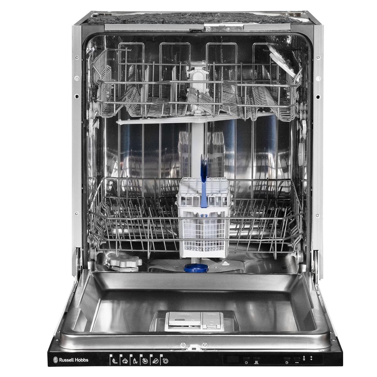 GRADE A2 - Russell Hobbs Integrated Dishwasher - Silver Black control panel