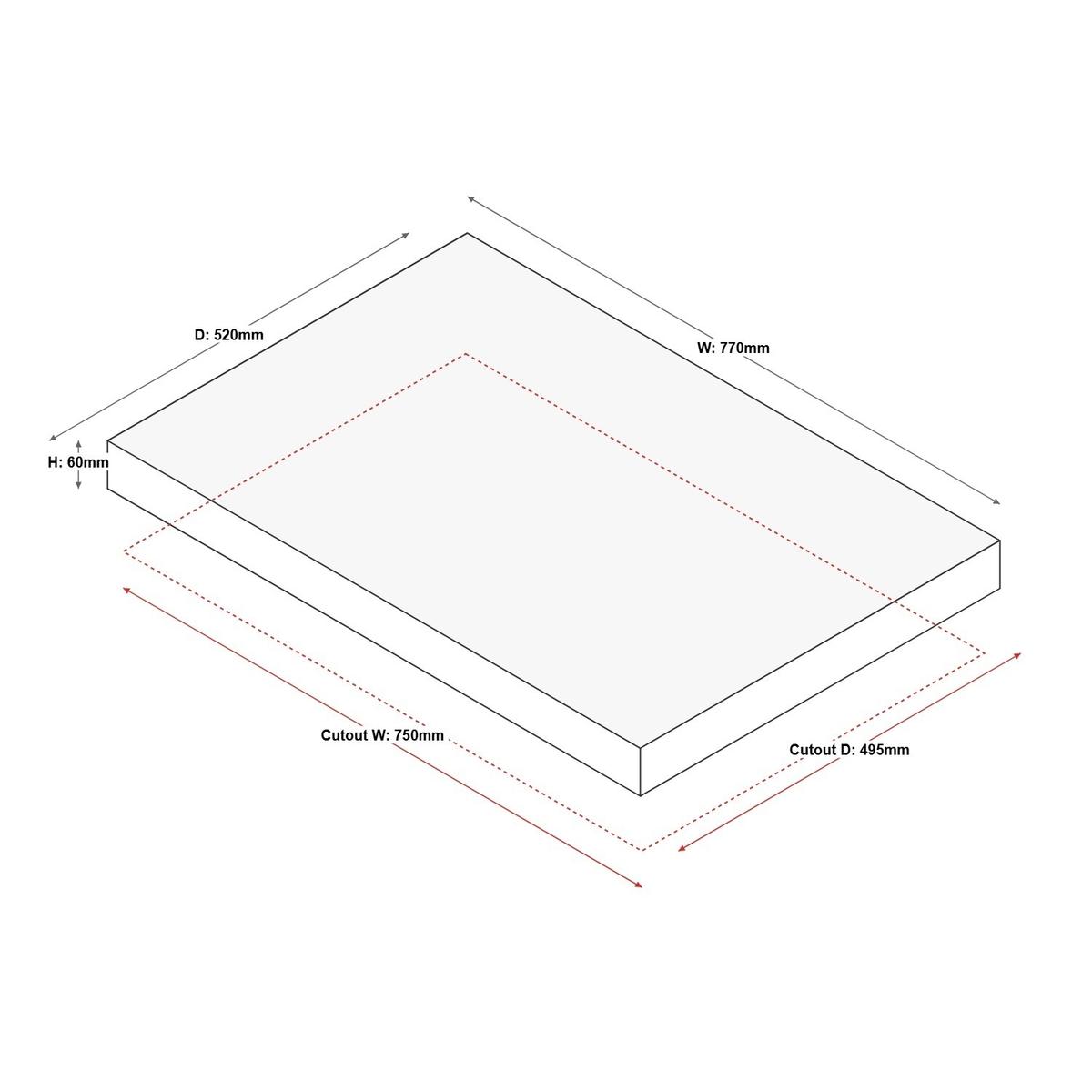 GRADE A2 - Russell Hobbs 77cm 4 Zone Induction Hob - Black