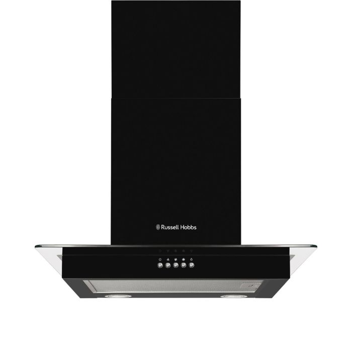 Refurbished Russell Hobbs 60cm Flat Glass Chimney Cooker Hood - Black