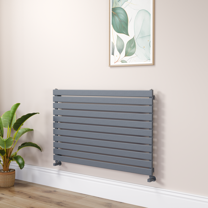 Riace Linea Dark Grey Anthracite Flat Designer Radiator 770x1200mm Single Panel 3519 BTU - Horizontal Bars