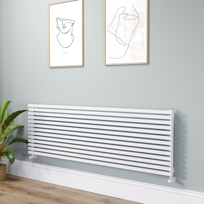 Ravello Linea White Square Designer Radiator 585x1800mm Single Panel 4744 BTU - Horizontal Bars