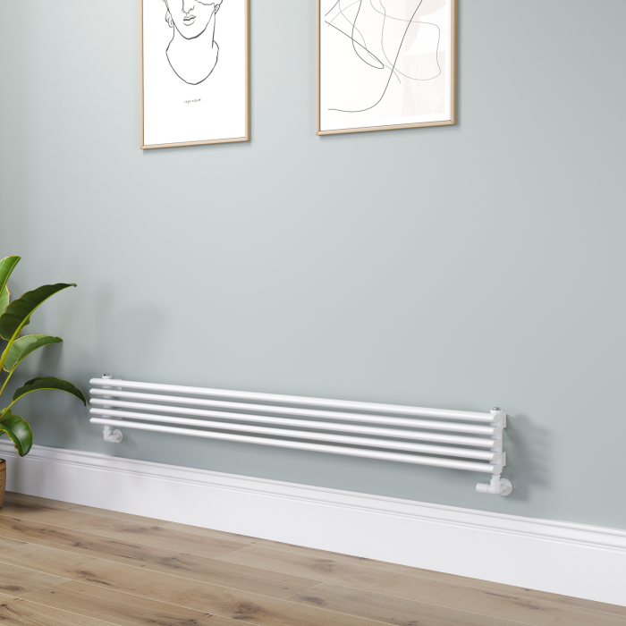 Ventura Linea White Oval Unique Designer Radiator 175x1600mm Single Panel 1553 BTU - Horizontal Bars