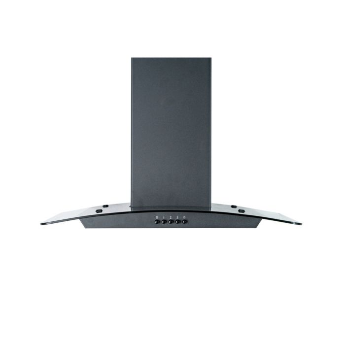 CDA 60cm Curved Glass Chimney Cooker Hood - Black