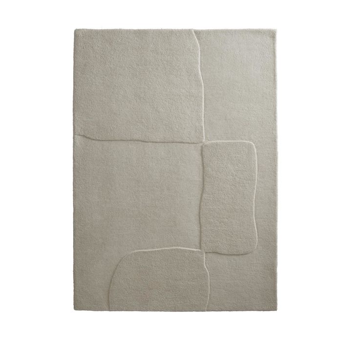 Large Hand Carved Abstract Beige Rug - 290 x 200 cm - Boulder - Origins