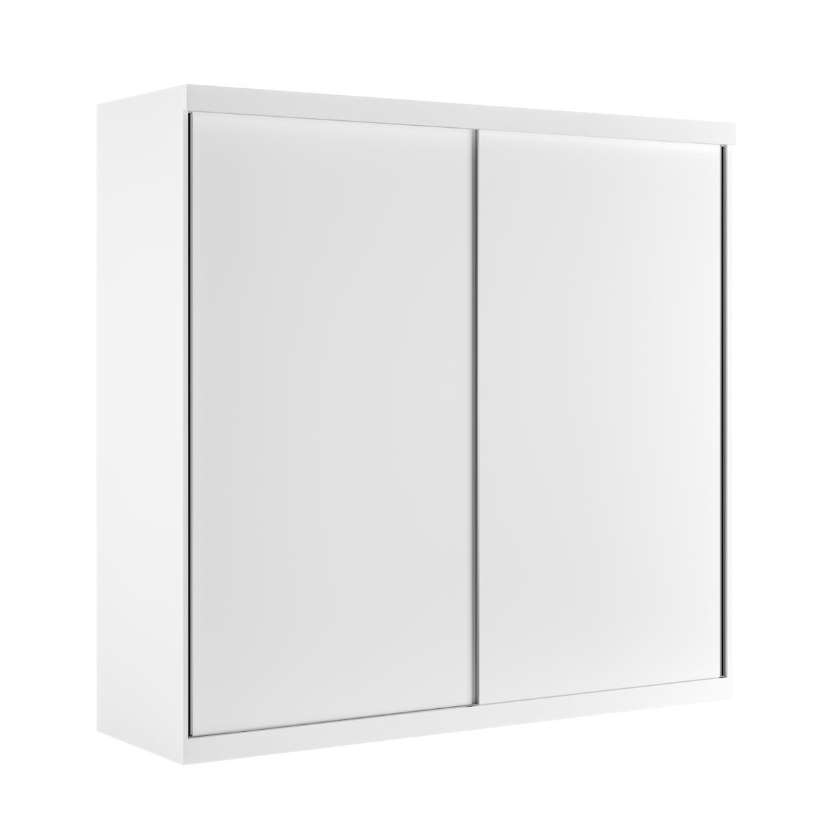 Large White Sliding Door Double Wardrobe with Shelves - Sidney