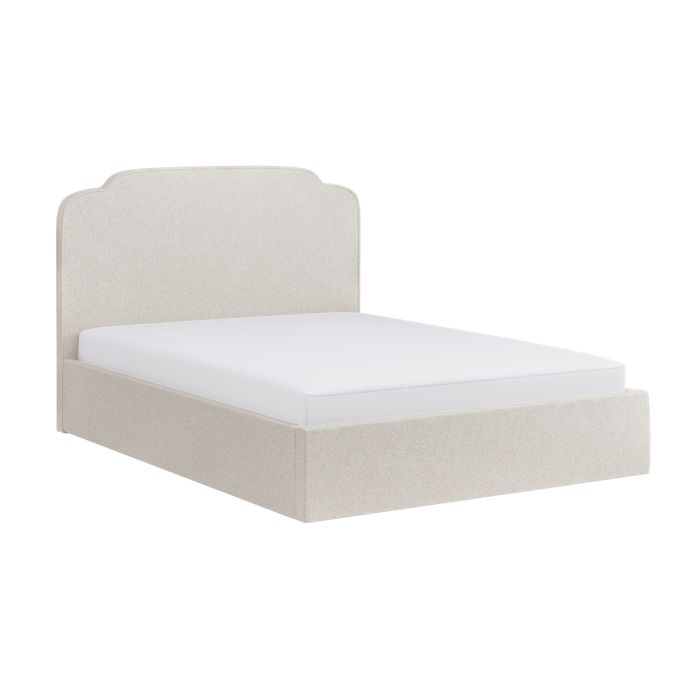 ONLY OPENED - Cream Fabric Double Ottoman Bed - Siena