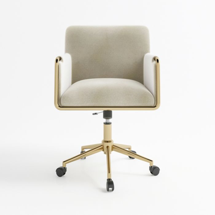 Cream Velvet Office Swivel Tub Chair - Sonny