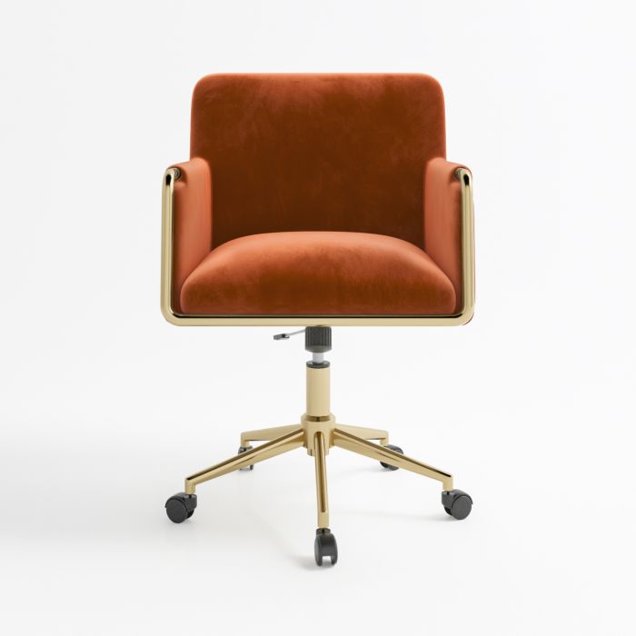 Orange Velvet Office Swivel Tub Chair - Sonny