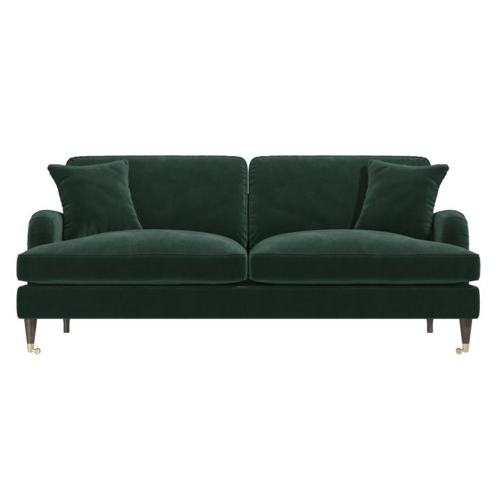 Dark Green Velvet 3 Seater Sofa - Payton