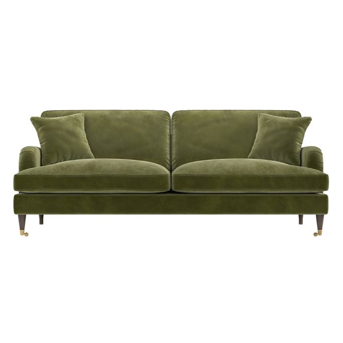 ONLY OPENED - Olive Green Velvet 4 Seater Sofa - Payton