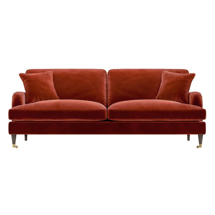 Burnt Orange Velvet 4 Seater Sofa - Payton
