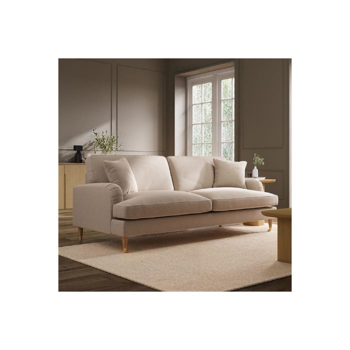 GRADE A1 - Beige Woven Fabric 4 Seater Sofa - Payton