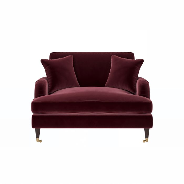 Burgundy Velvet Love Seat - Payton
